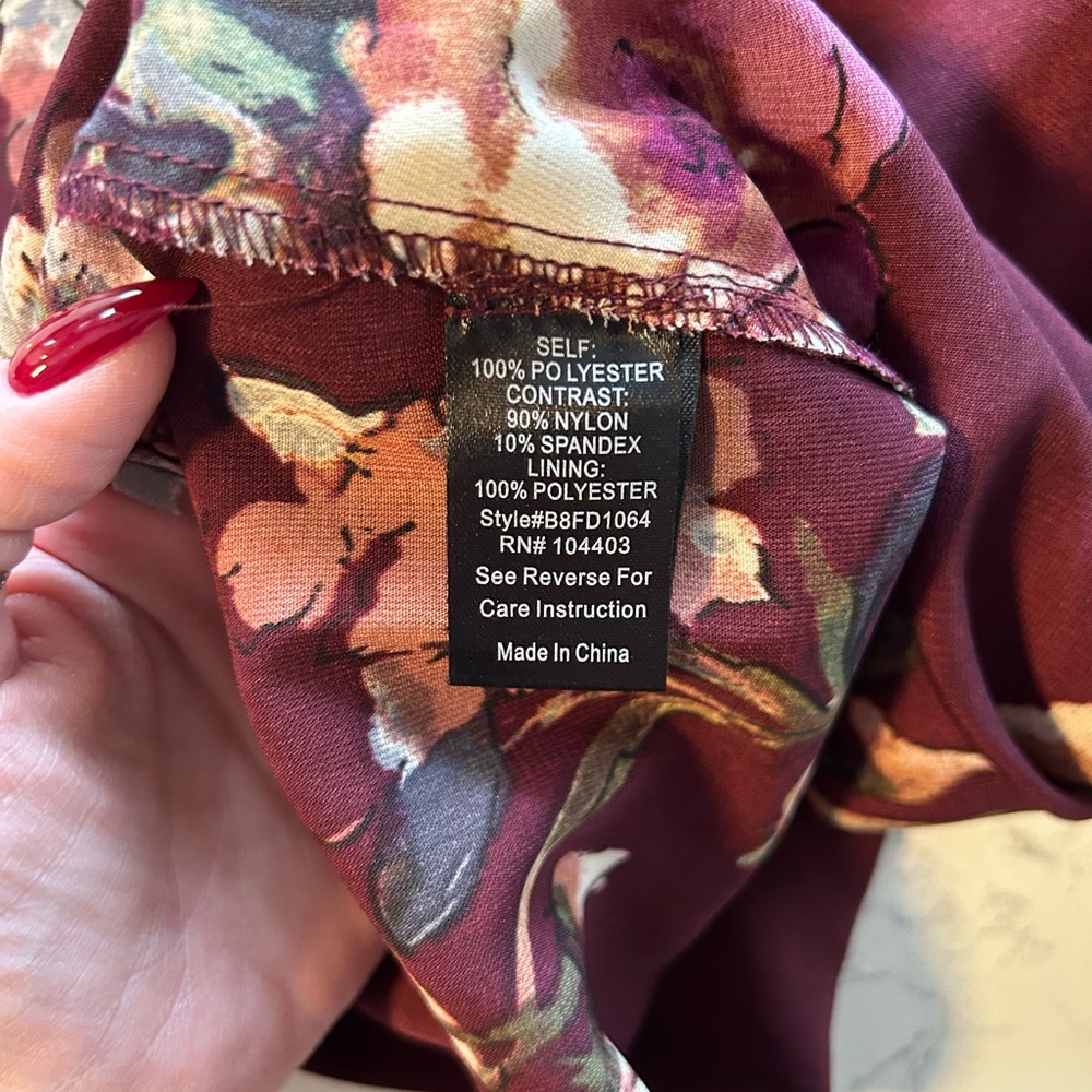 NWT Altar’d State Burgundy Floral Lace Bodice Dress Size Medium - Picture 7 of 16